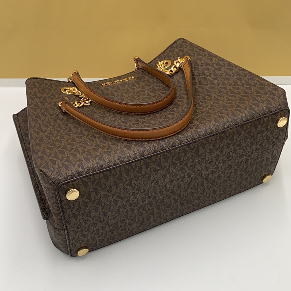 MICHAEL KORS TEAGEN LG LONG DROP SATCHEL BROWN - Picture 14 of 16